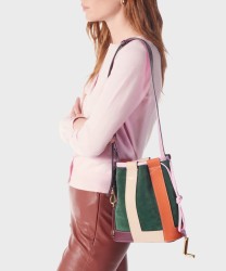 Lancel Paris Elles borsa secchiello a spalla in pelle e suede, amazon green multico