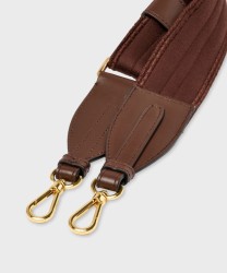 Lancel Paris BCBG tracolla regolabile in tessuto marrone cocco