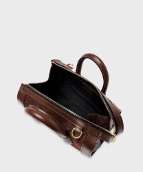 Lancel Paris BCBG mini borsa bowling a mano e a tracolla in pelle e suede marrone cocco