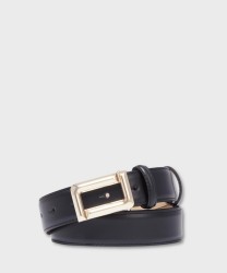 Lancel Angèle cintura donna regolabile 30 mm in pelle nera con fibbia Double L | Galise dal 1907