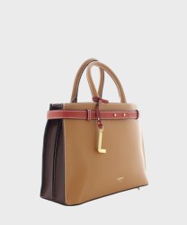 Lancel Faubourg borsa carryall L in pelle color cammello con zip e tracolla | Galise dal 1907