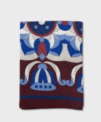 Arcuri sciarpa in lana e yak fantasia astratta rosso e blu, 70 x 200 cm
