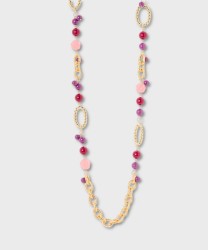 Sodini Belle Epoque long necklace with boule and rings, gold and purple