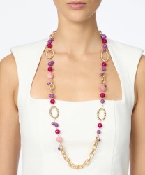Sodini Belle Epoque collana lunga con boule e anelli, oro e viola
